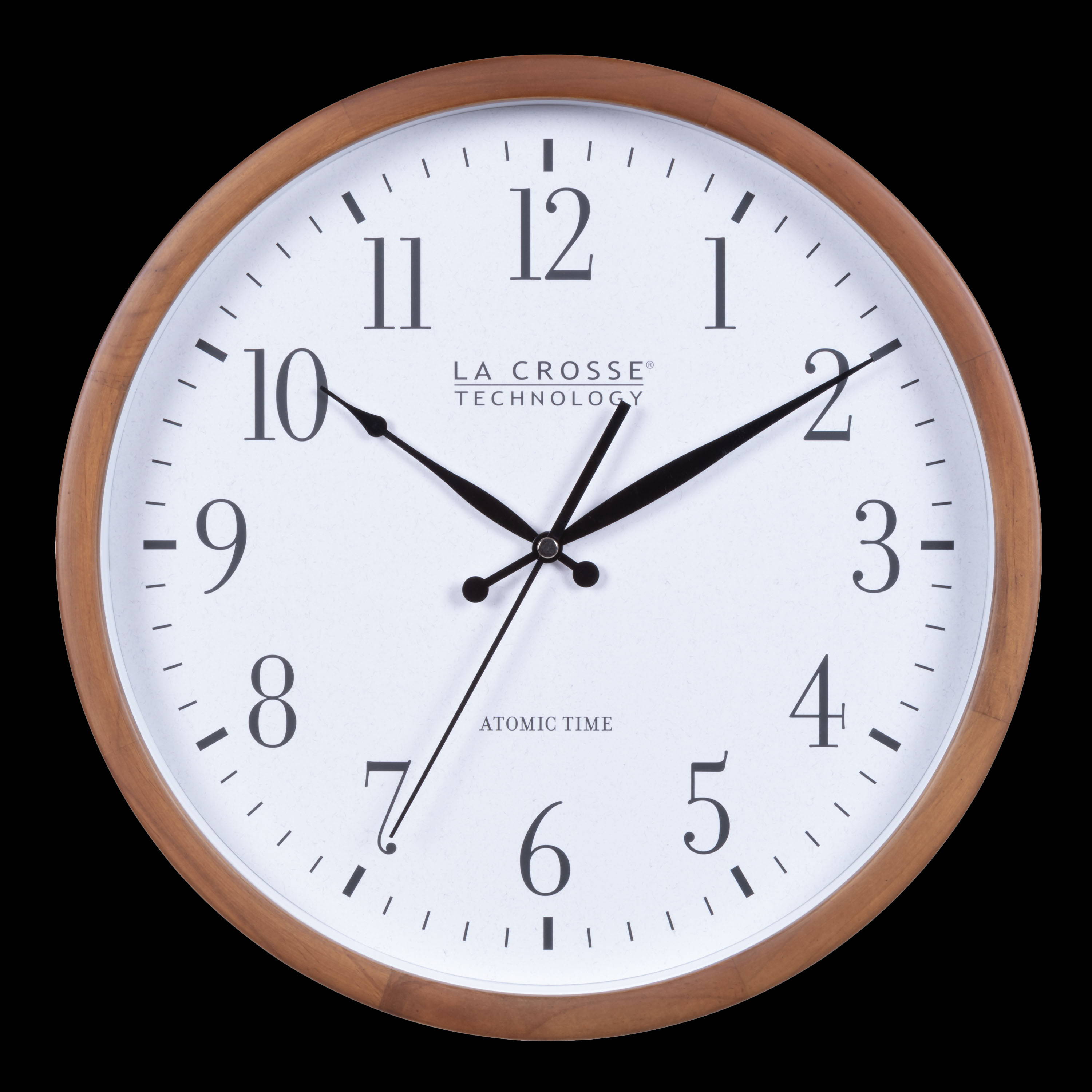 404-50447 12.8-inch Atomic Wood Analog Wall Clock