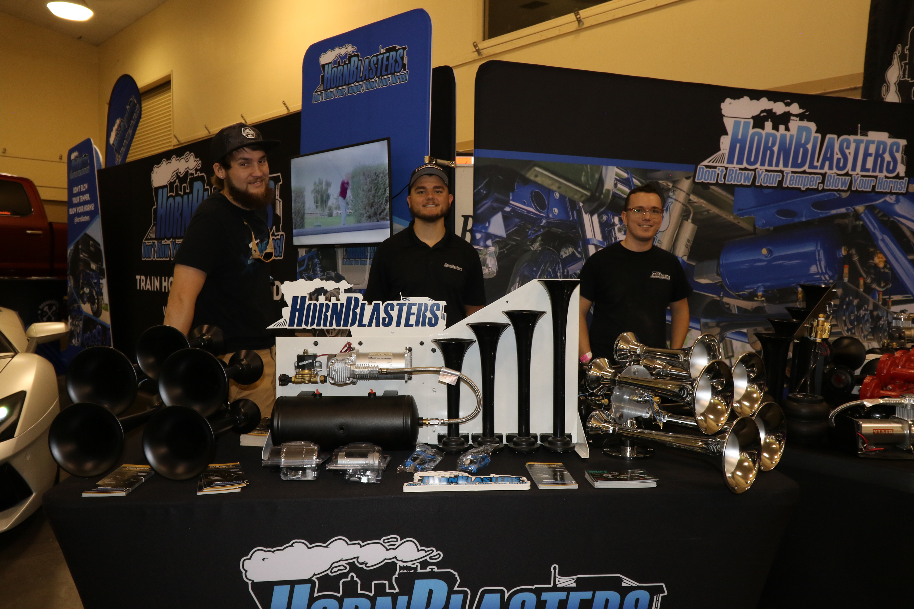 HornBlasters Booth and Team