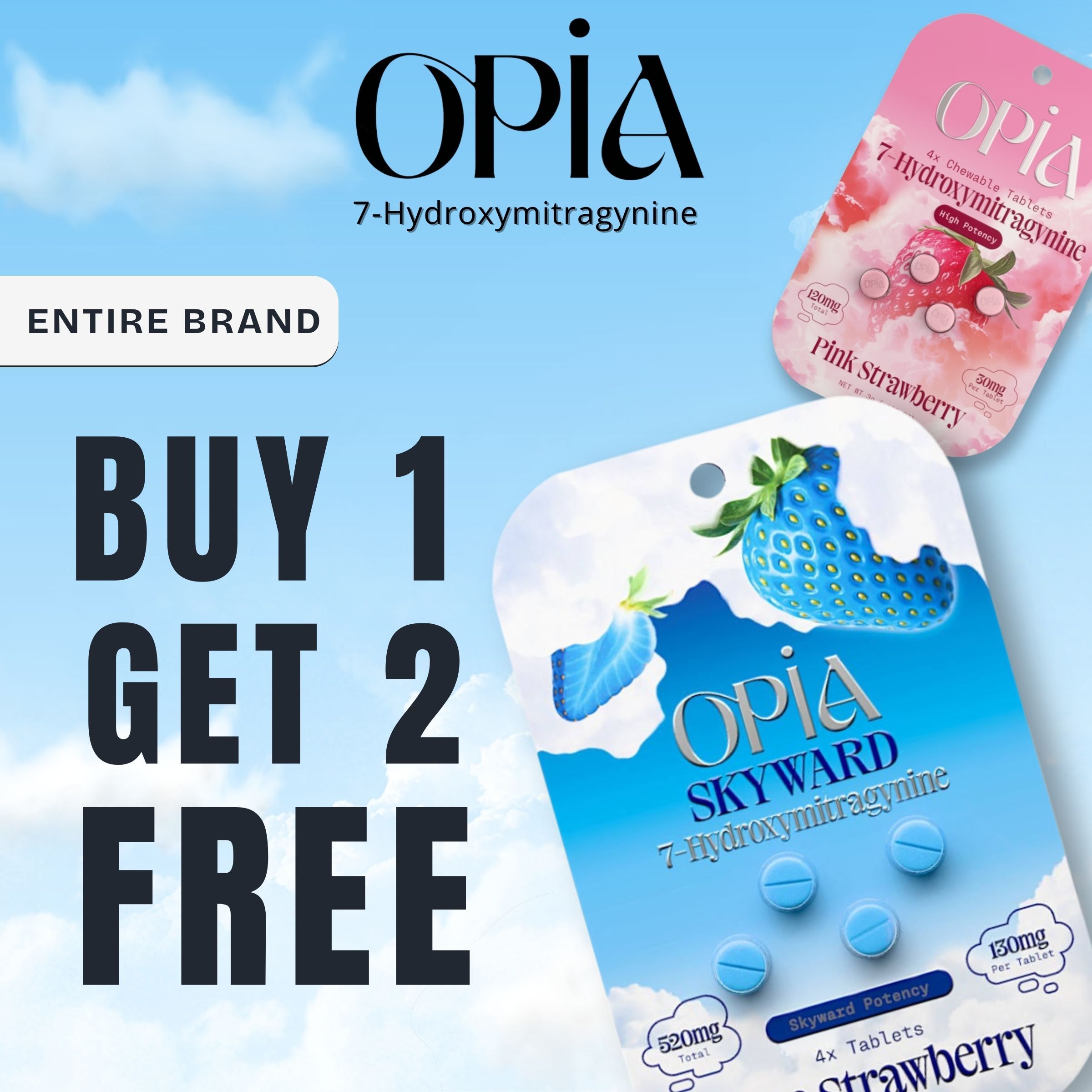 Promotional image for Opia brand with offer: Buy 1, get 2 free.