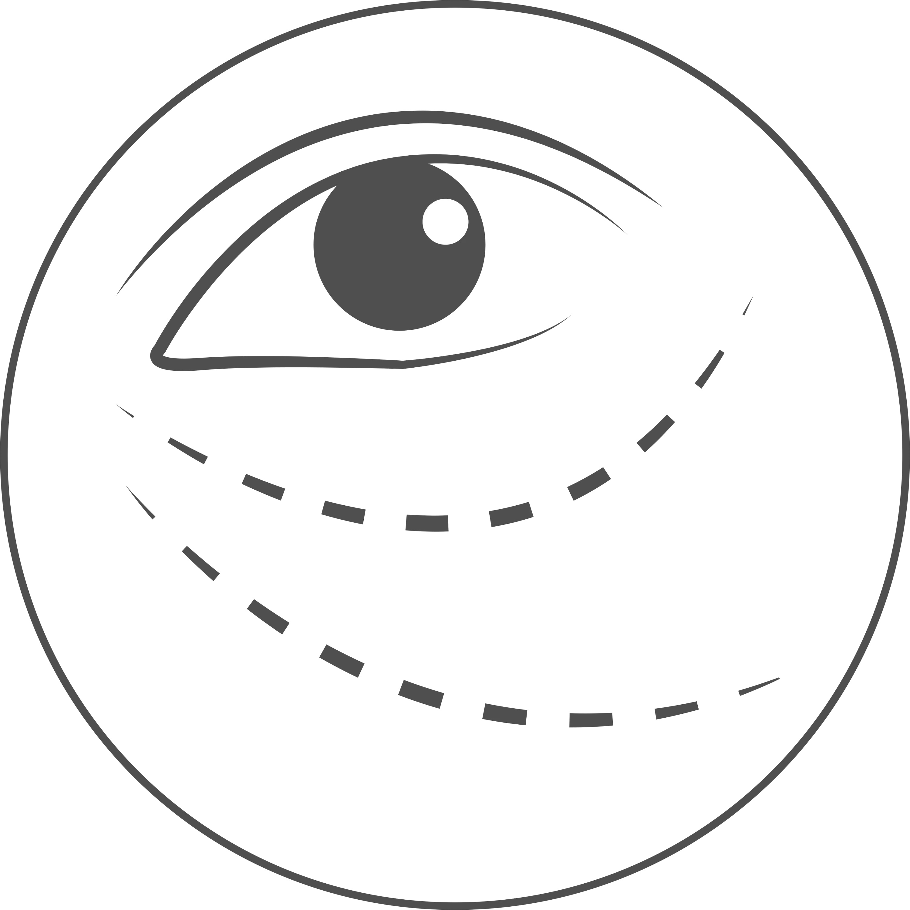 A simple illustration of a stylized eye on a circular background.
