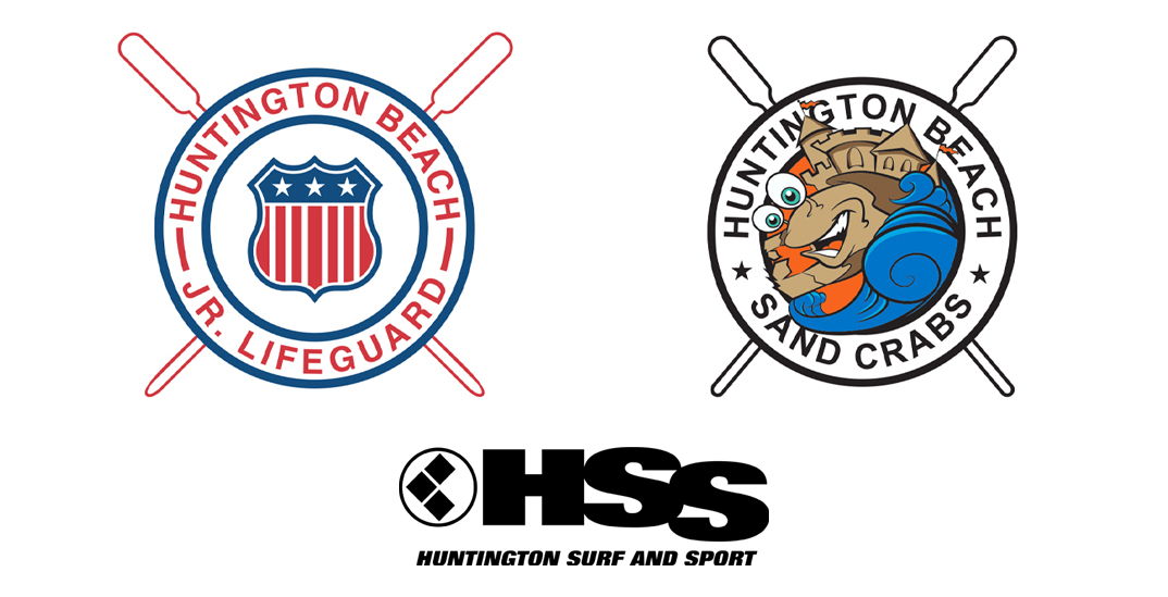 logos of HB Jr. Lifeguards, Sandcrabs Lifeguards and HSS