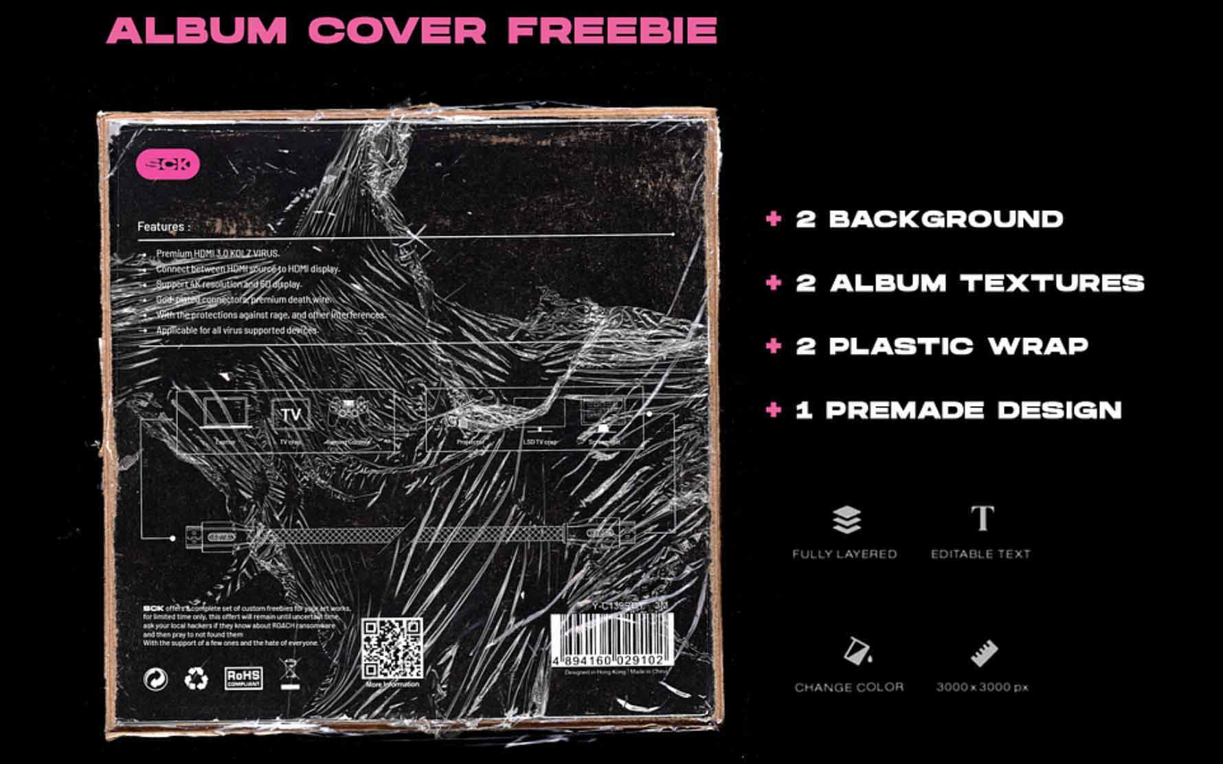 Retro album cover plastic wrap and textures