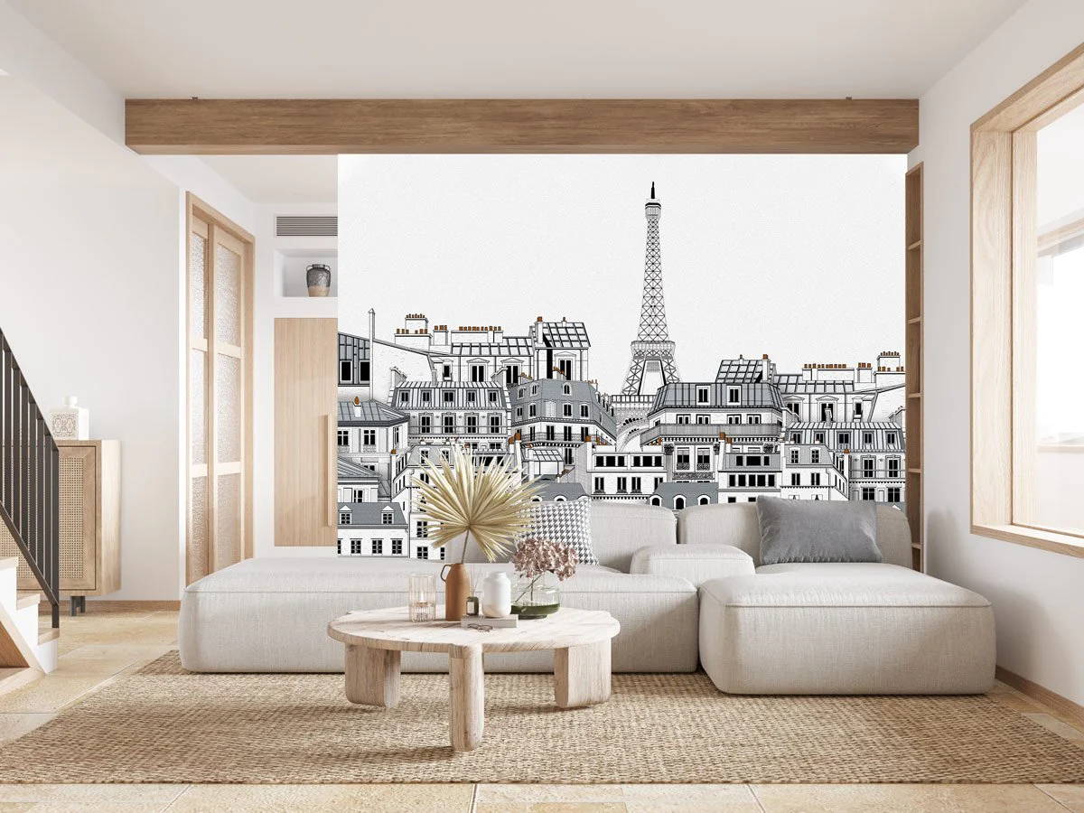 papier peint français les toits parisiens muralconcept