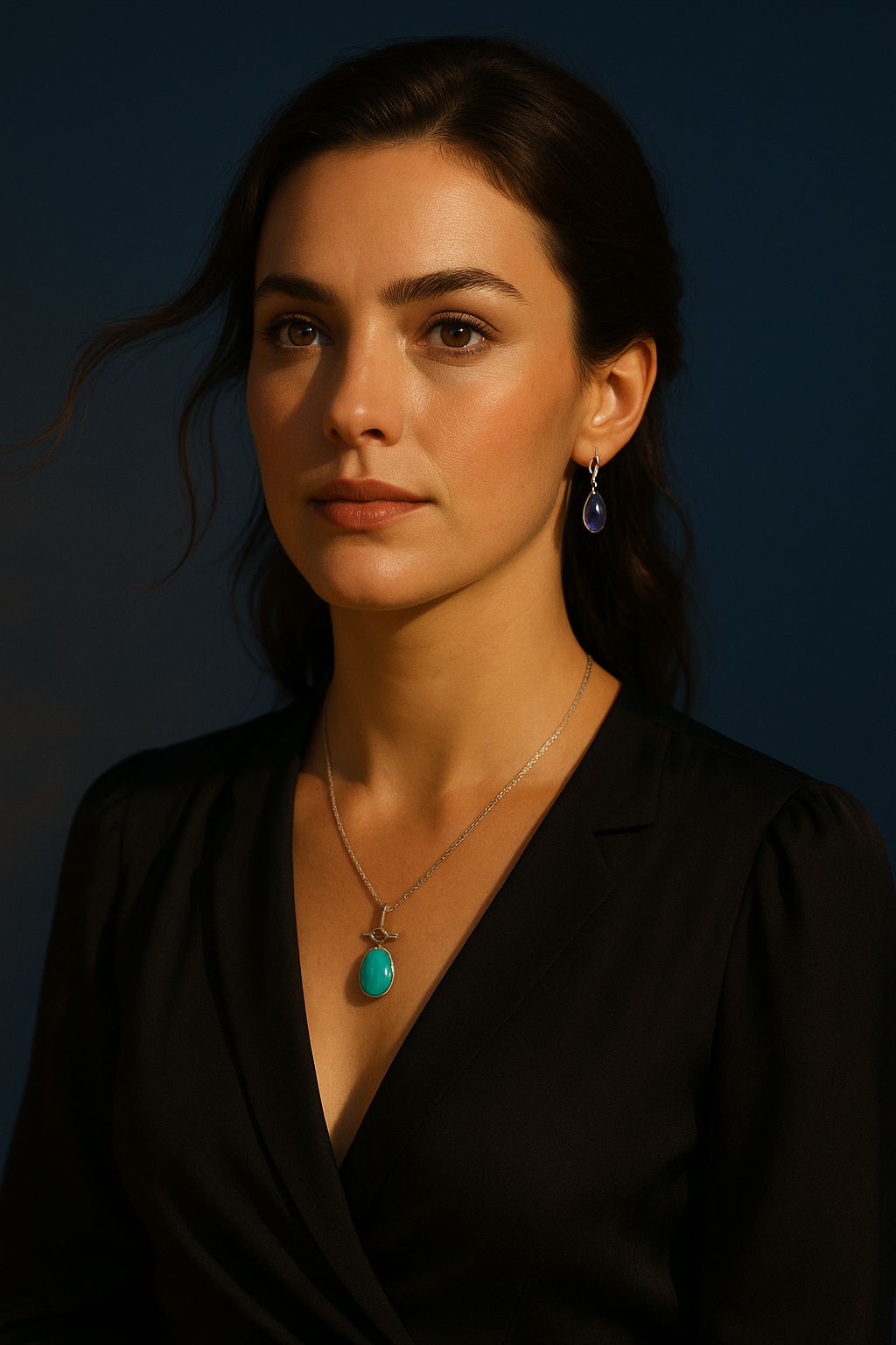 sagittarius birthstone necklace on woman