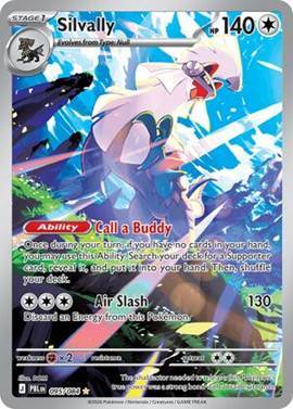 Image of a Pokémon card featuring Silvally with abilities and stats.