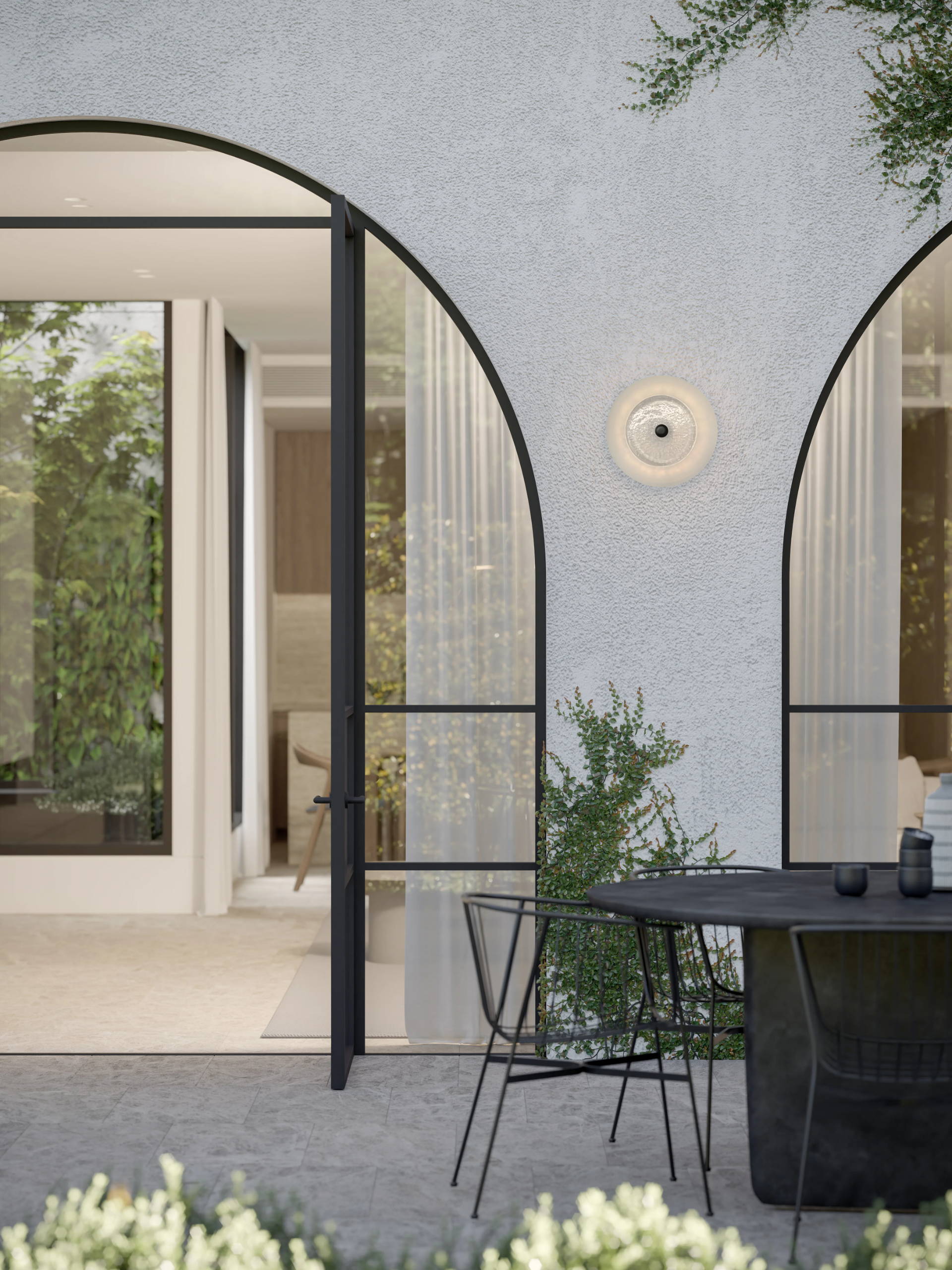 Coral Dome Wall Light on an outdoor wall