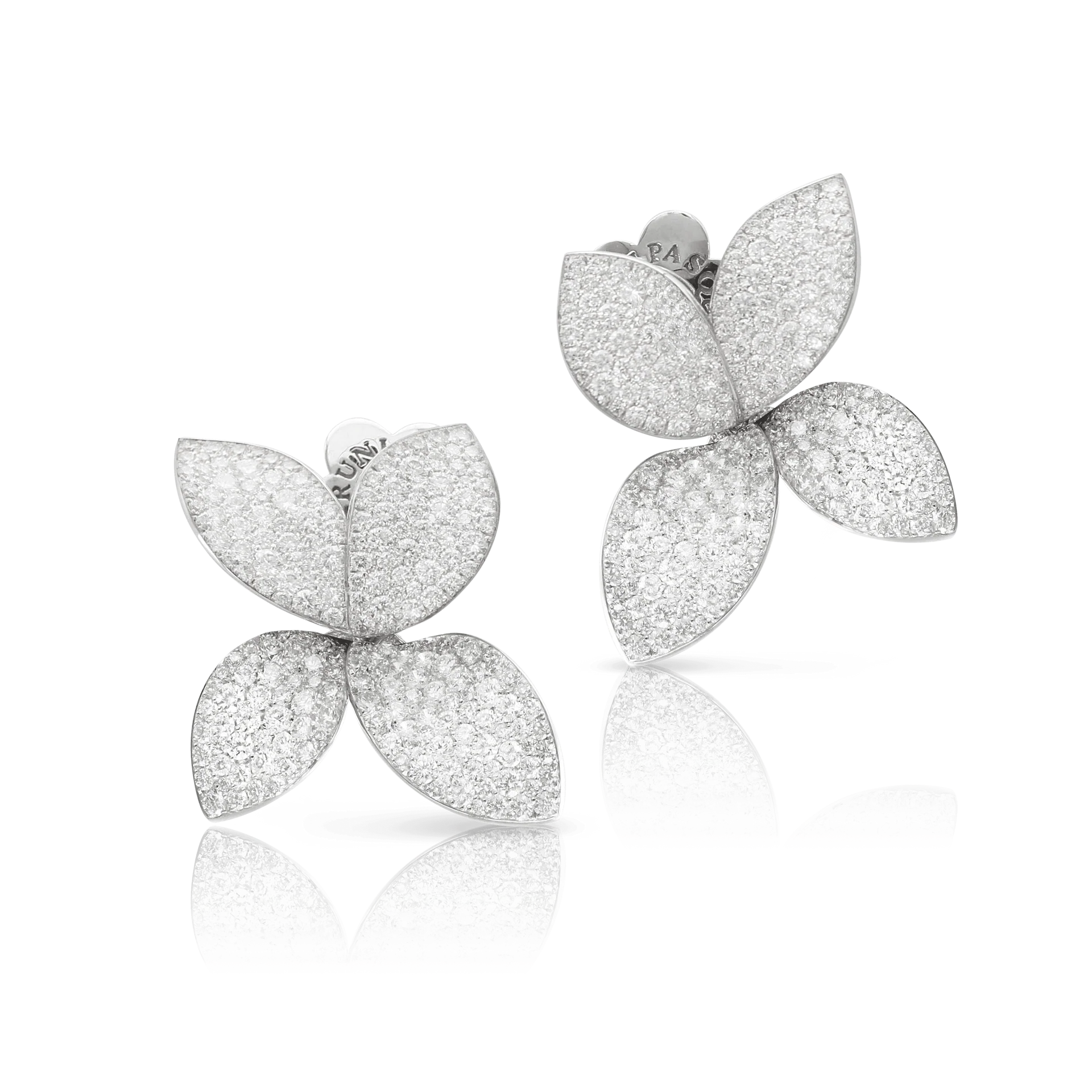 Giardini Segreti earrings in 18k white gold with white diamonds