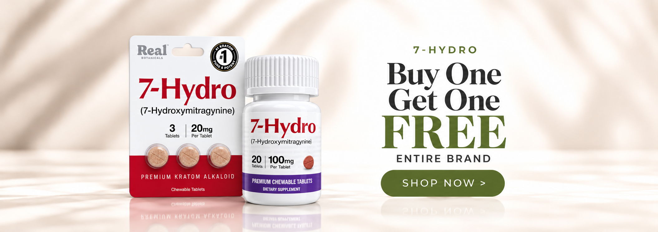 7-Hydro product bottles with a Buy One Get One Free offer.