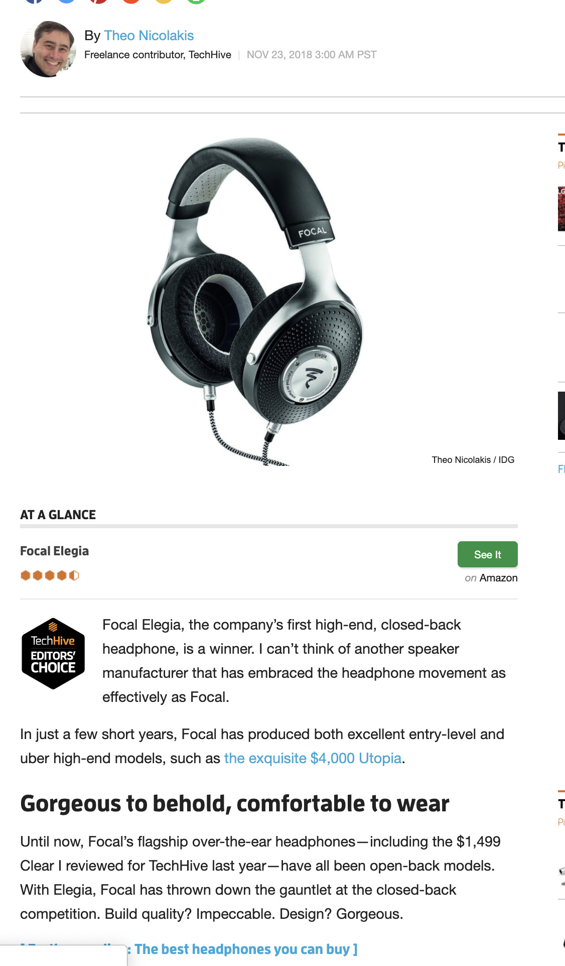 TechHive review of the Focal Elegia