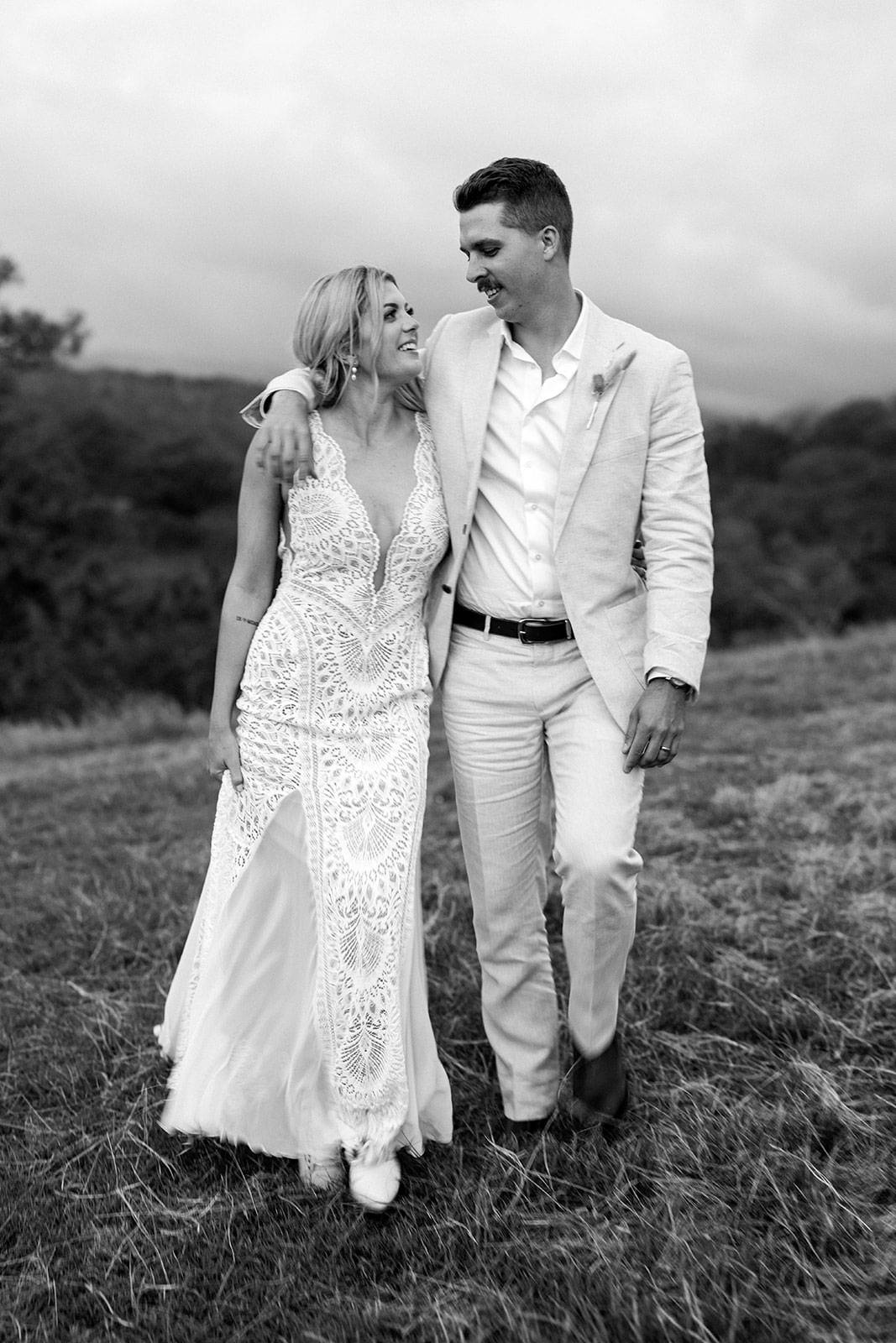 Bride and Groom smiling together