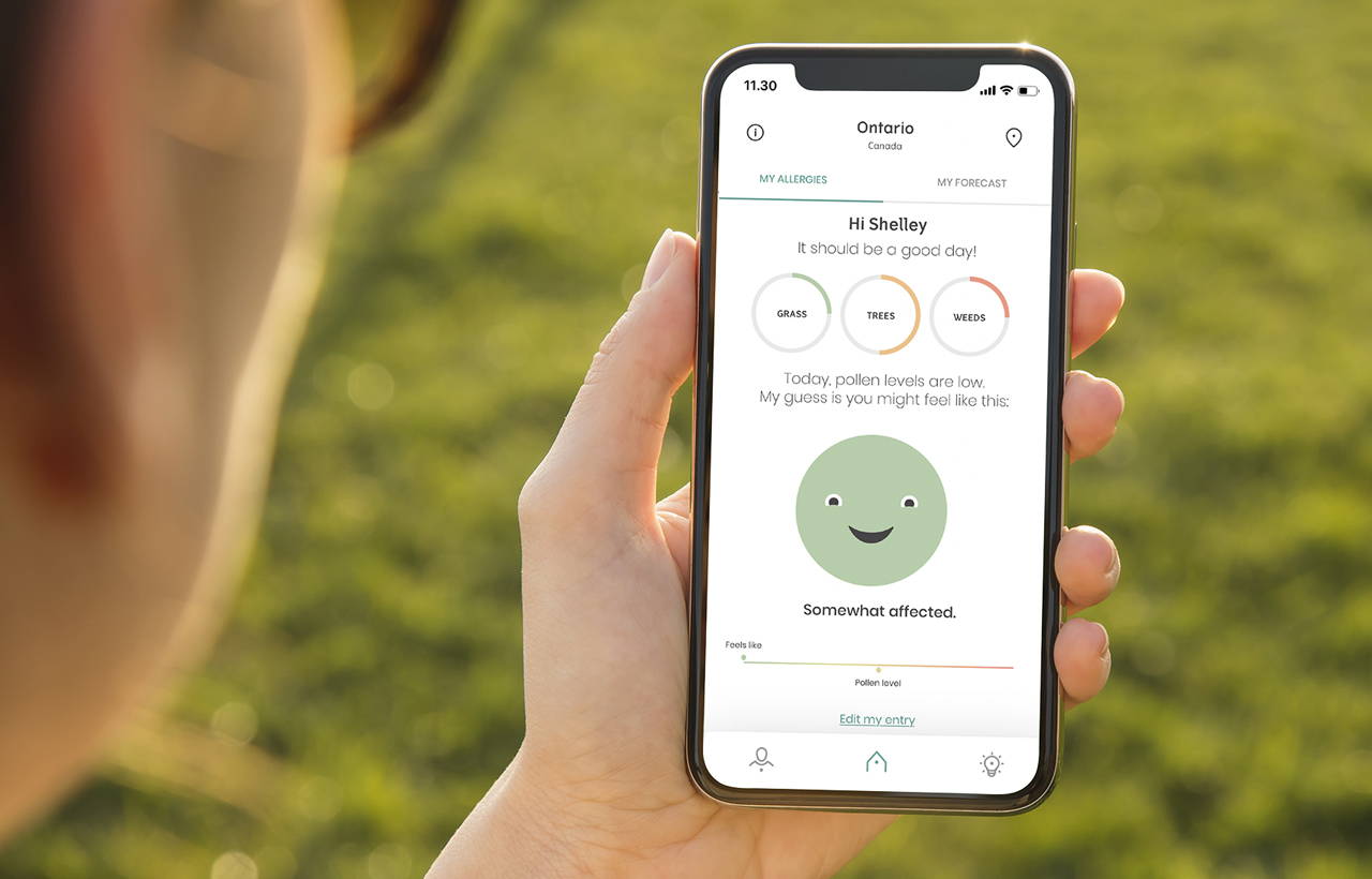 Someone looking at the klarify app to check pollen levels and air quality. Both can trigger asthma