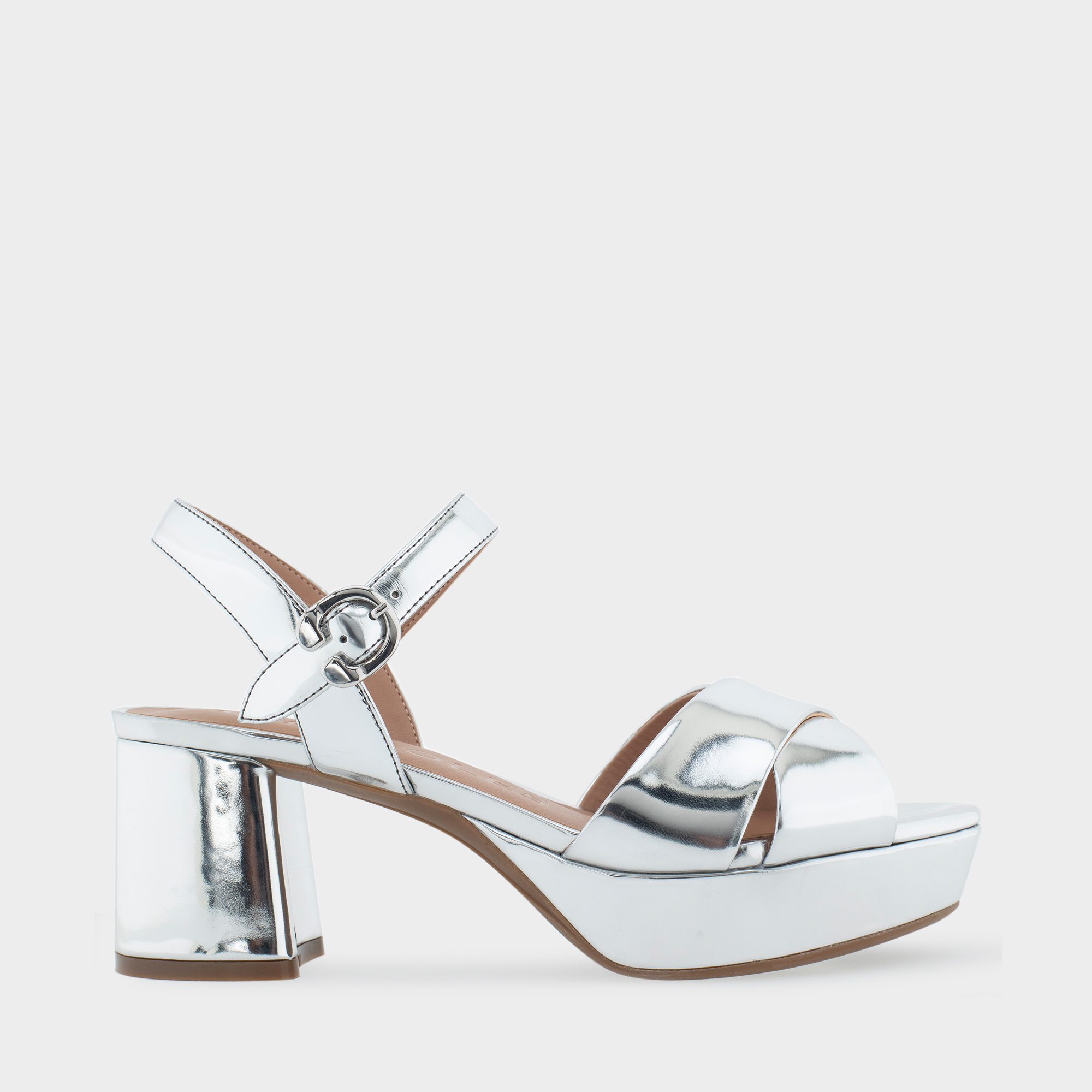 Cosmos Sandal in Silver Faux Leather