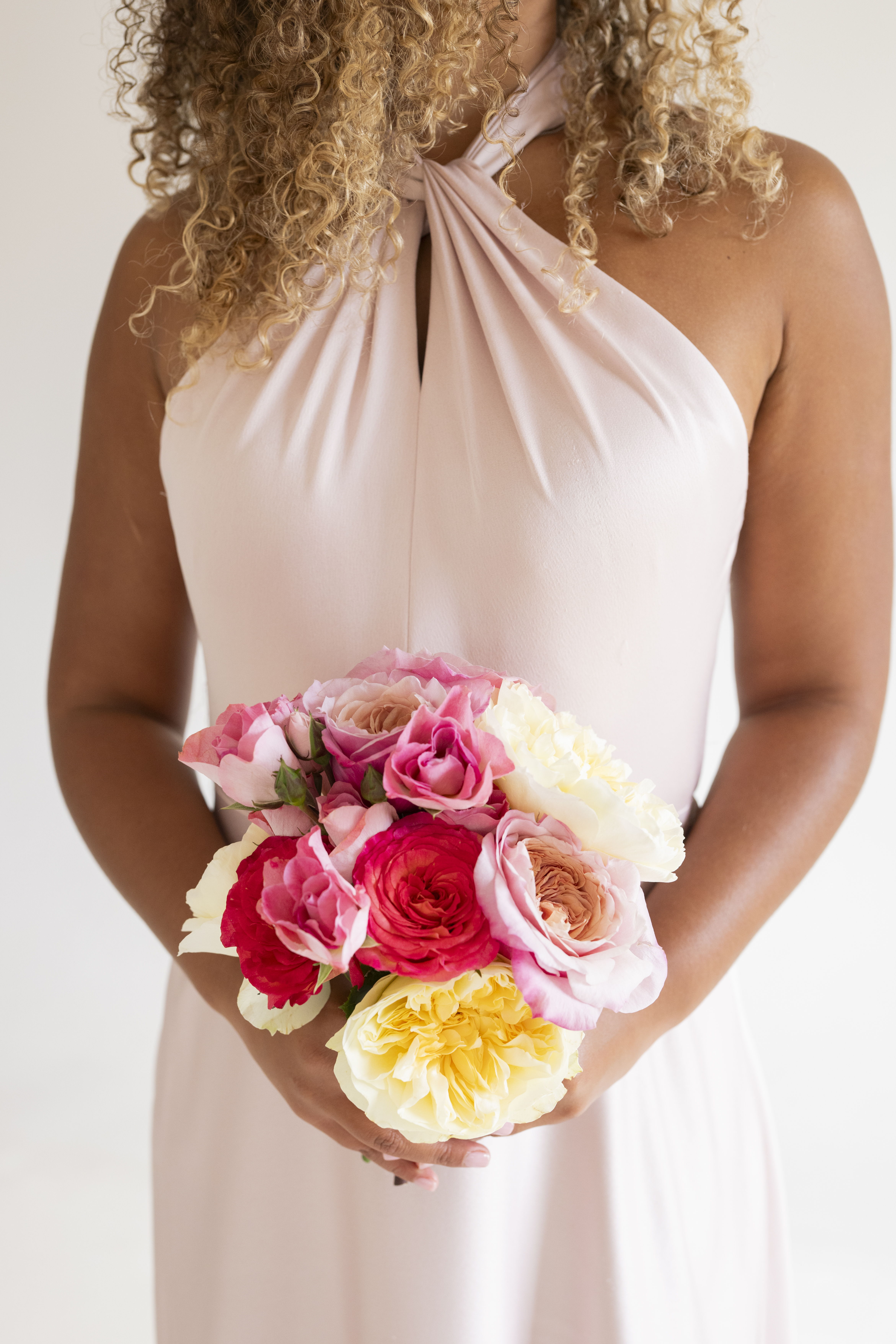 sunset garden rose bridesmaid bouquet