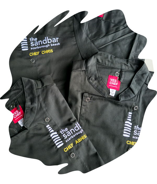 Black hospitality uniforms with 