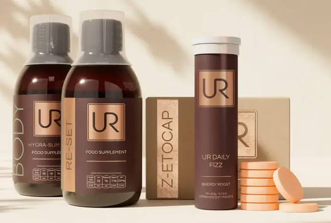 UR wellbeing products on a light background.