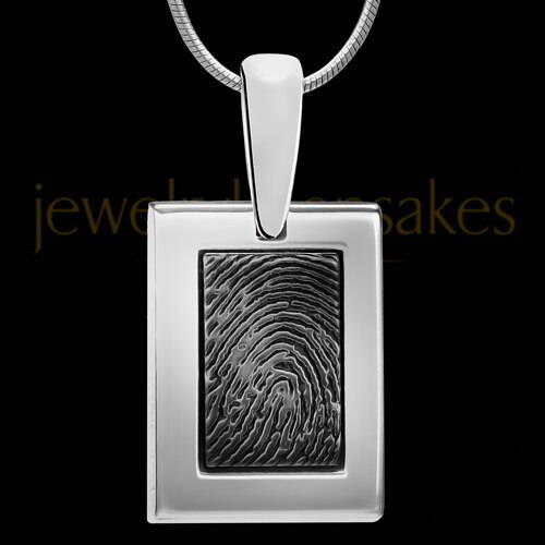Sterling Silver Framed Black Plated Thumbprint Pendant