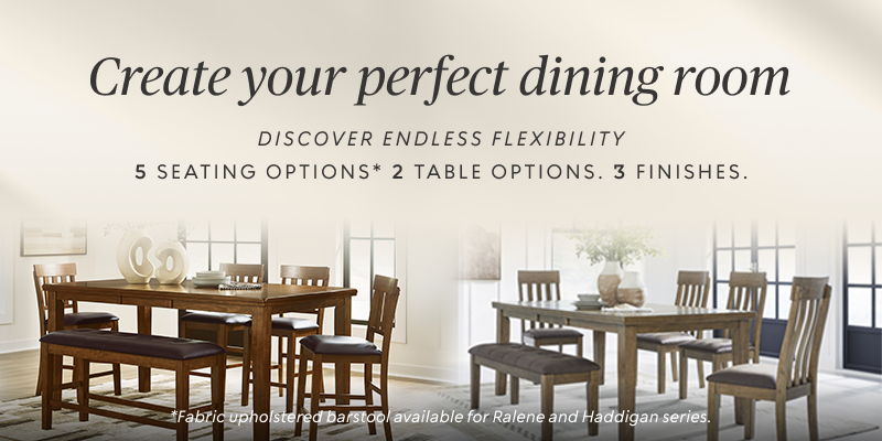 Create your perfect dining room with flexible seating and table options.
