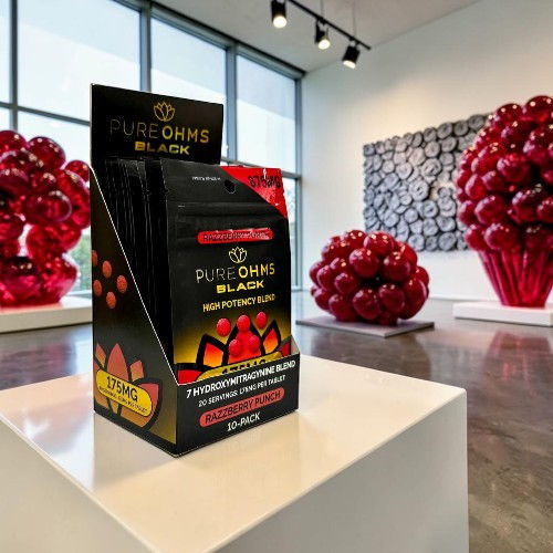 Display of Pure Grit Black product in a modern art gallery.