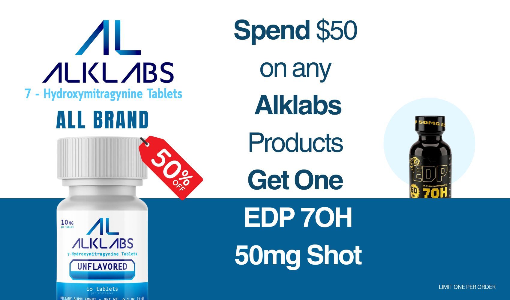 Promotional graphic for Alklabs products with discount offer.