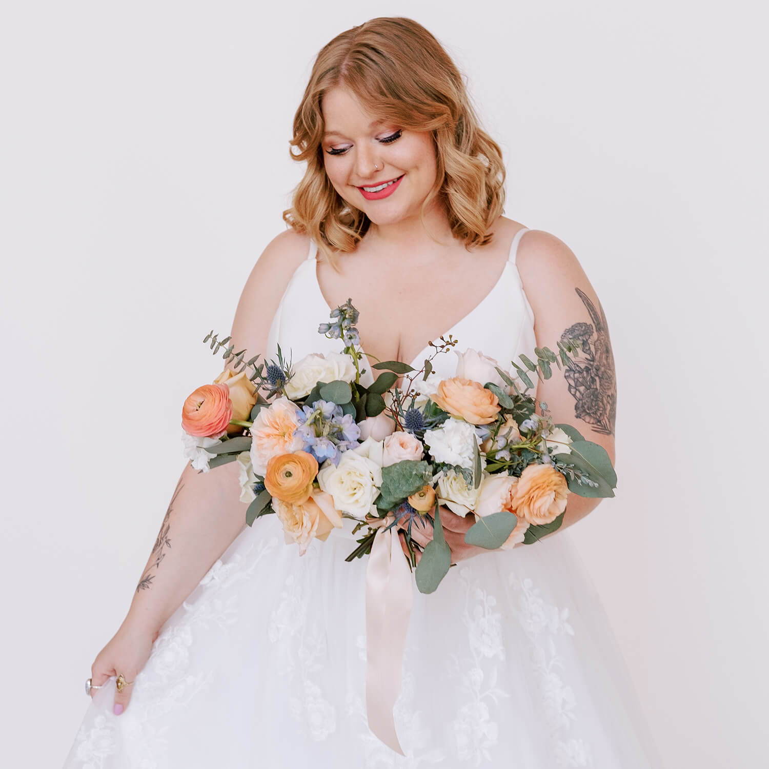 blue and peach diy wedding flower packages