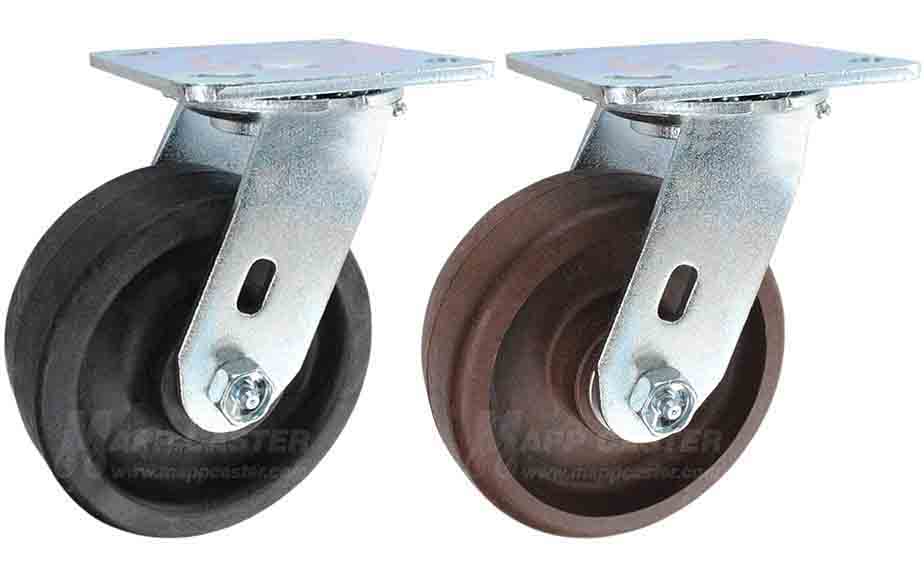 Heat resistant nylon plate casters Handling temperatures up to 550°F, water, chemical , mild acid, oil & grease resistant. Safe for food & great in ovens.