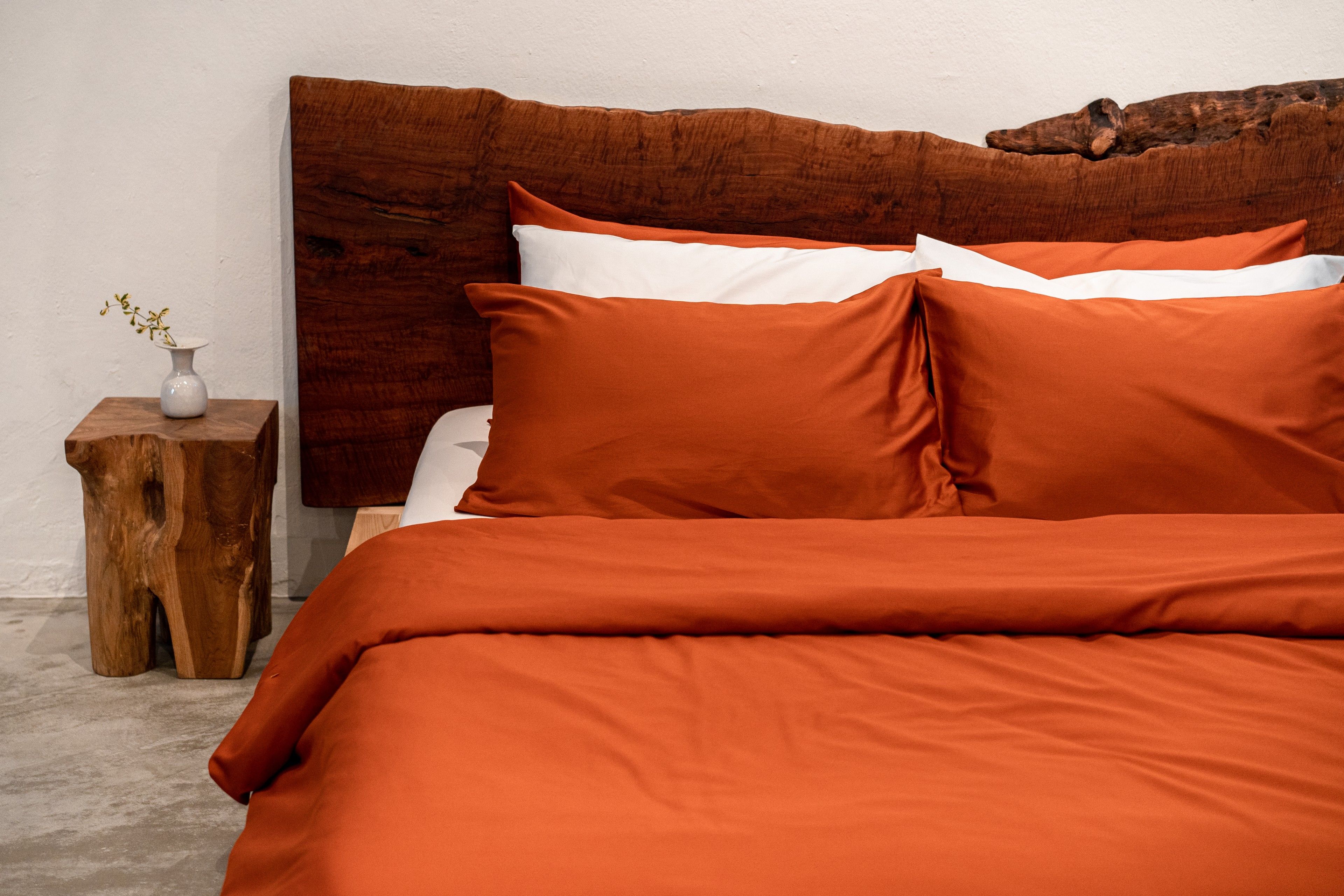 cotton bedsheets in bright orange