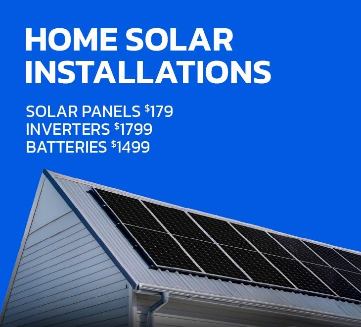Home solar installation prices for panels, inverters, and batteries.