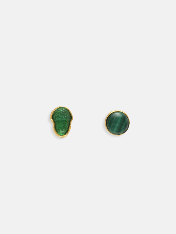 A product image of Grainne Morton's green Mismatched Stud.
