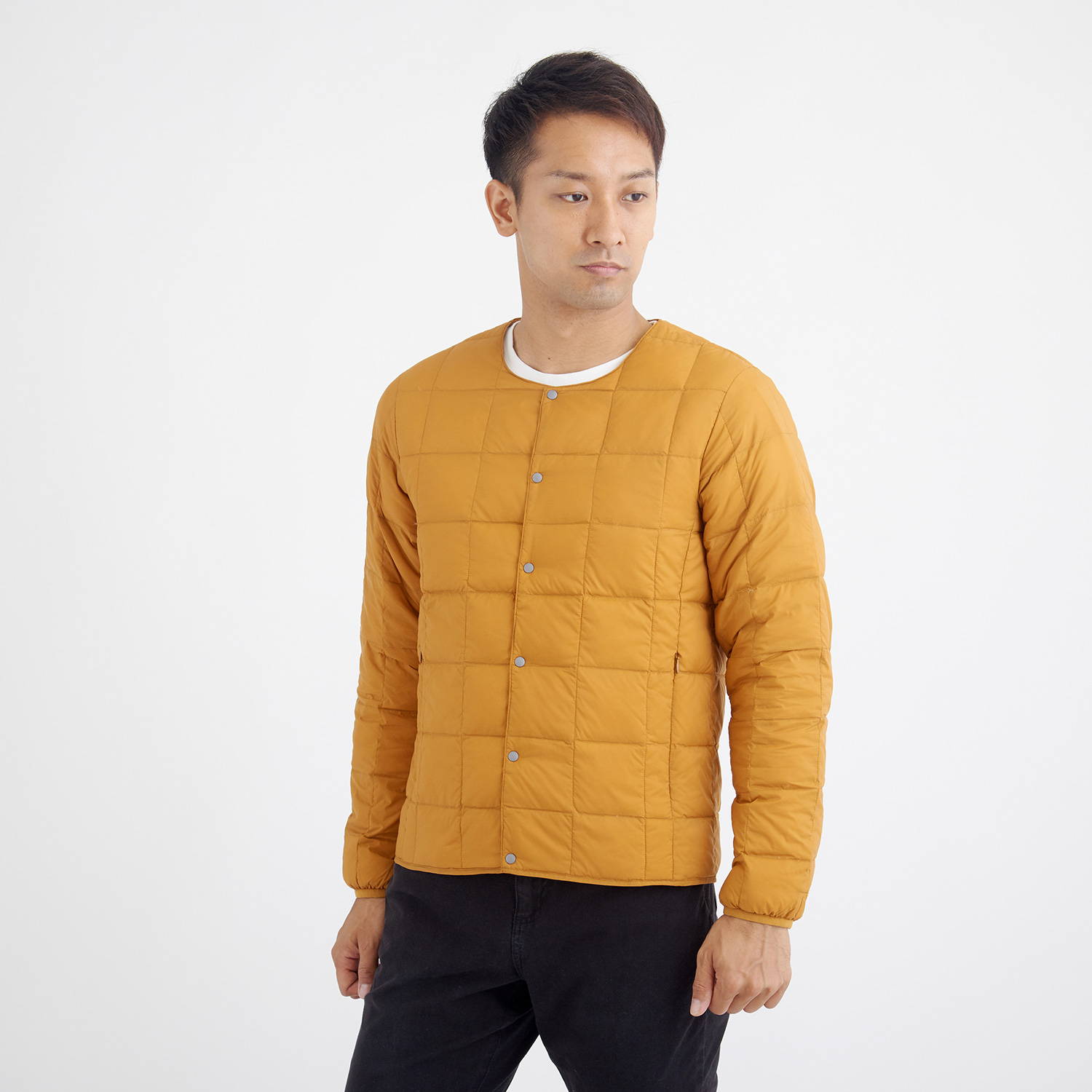 TAION（タイオン）/クルーネックボタンダウンジャケット/オレンジ/MENS