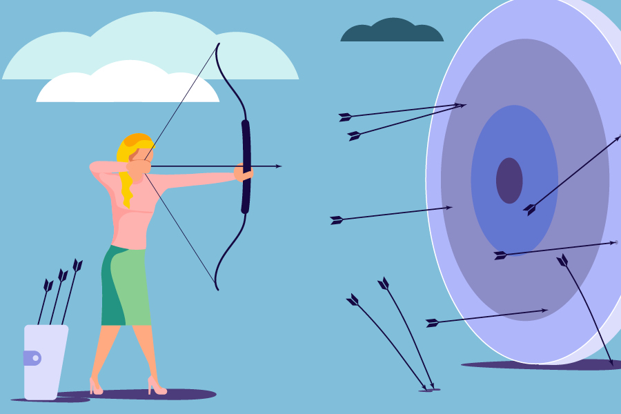 vector image of shooting arrows at target