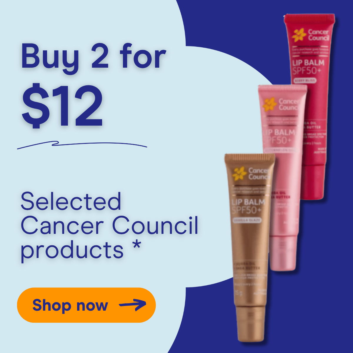 Buy 2 for $12 on selected Cancer Council products. Shop now.