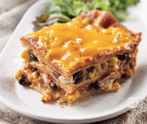 fiesta chicken layered enchiladas