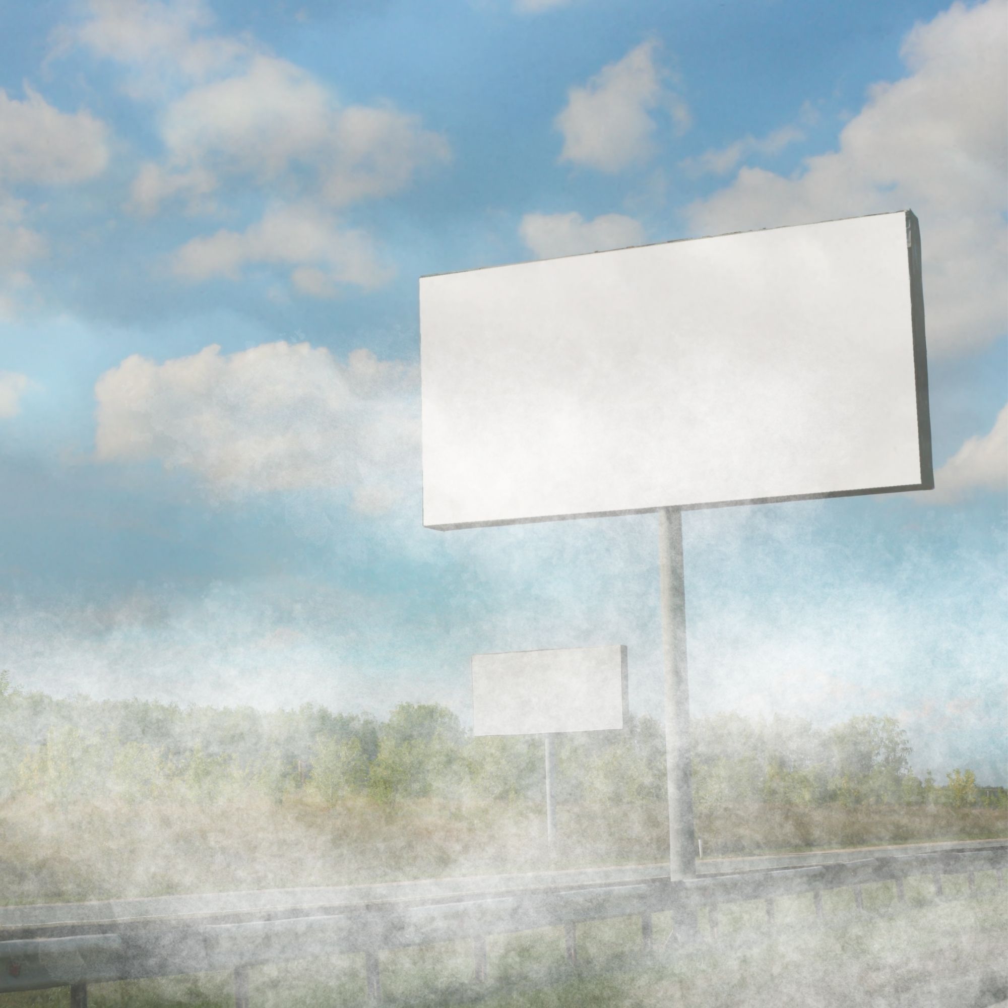 A billboard in the fog