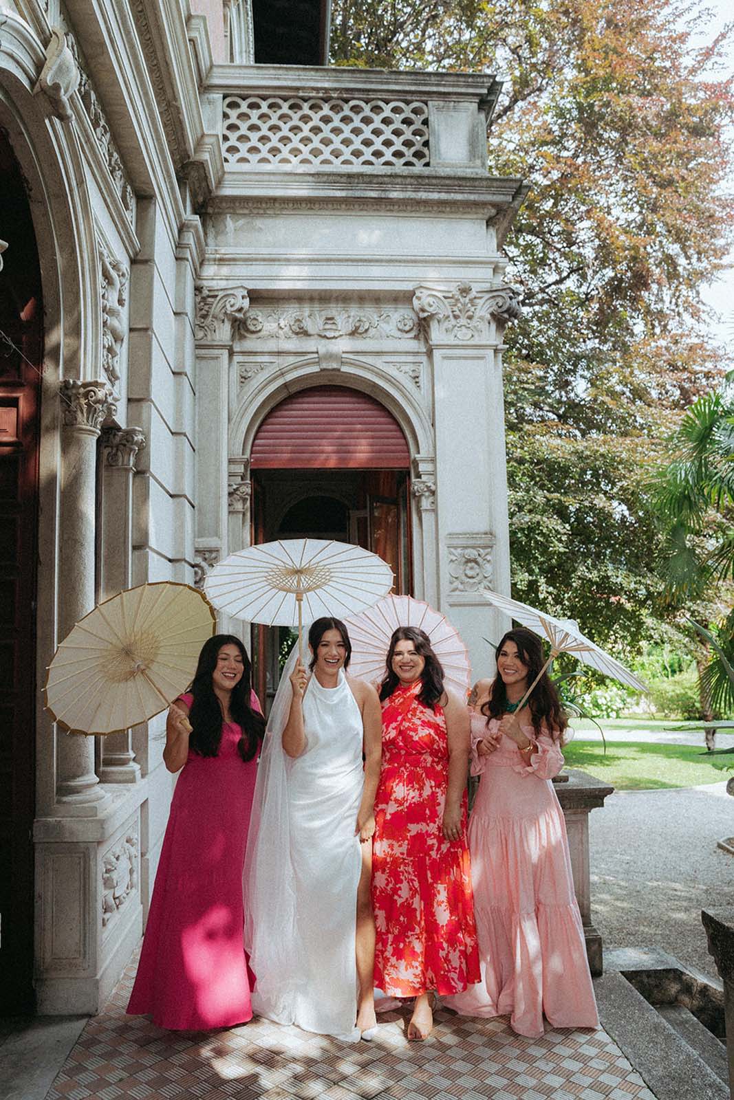Bride and Bridesmaids under Umbrellas - A Stylish Moment