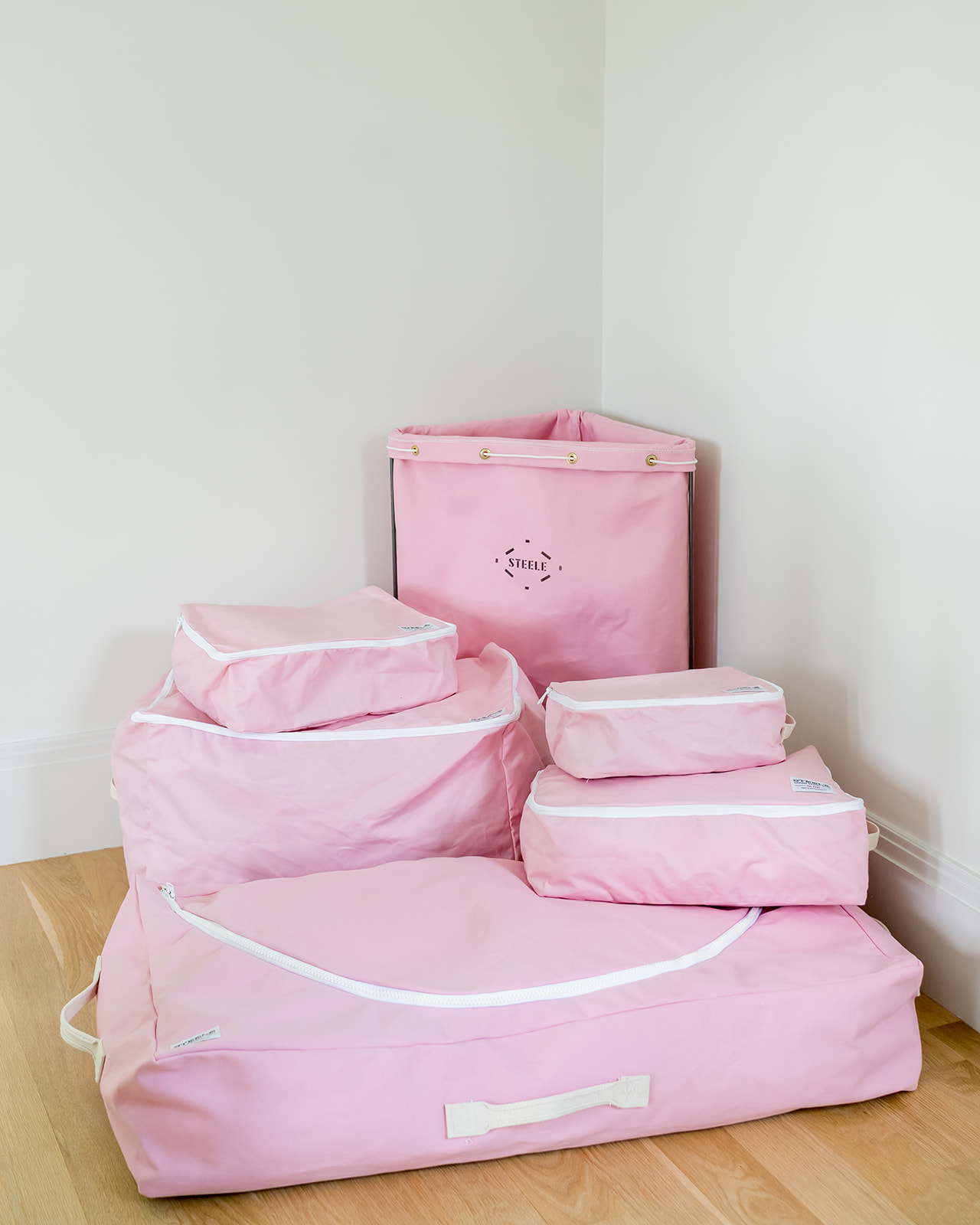 Folded canvas storage bins