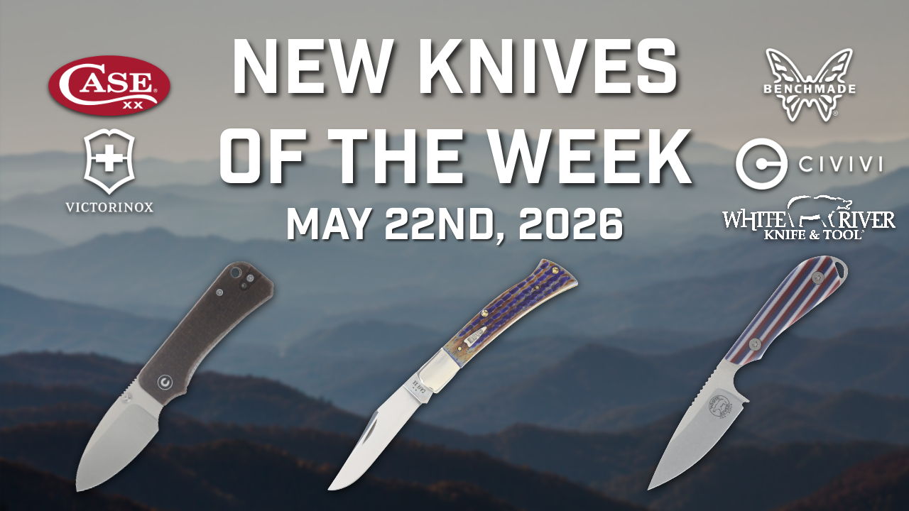 Promotional image for new knives of the week, May 22nd, 2026.