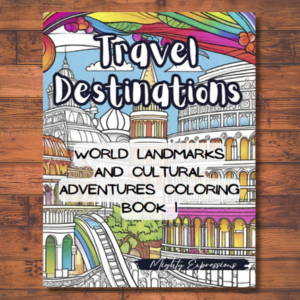 Travel Destinations: World Landmarks and Cultural Adventures Coloring Book 1