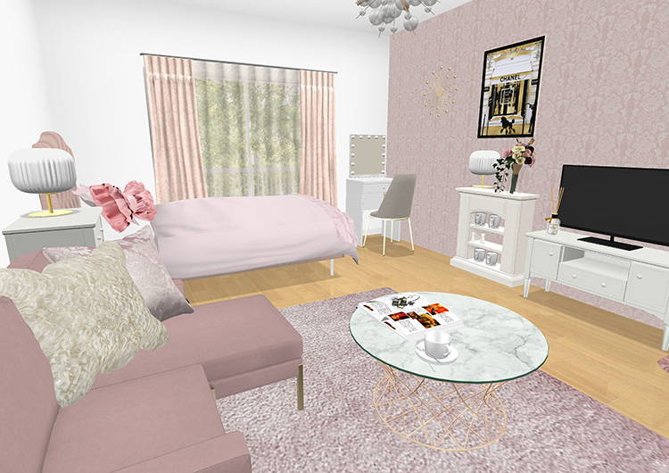 Single living sweet style 3D rendering