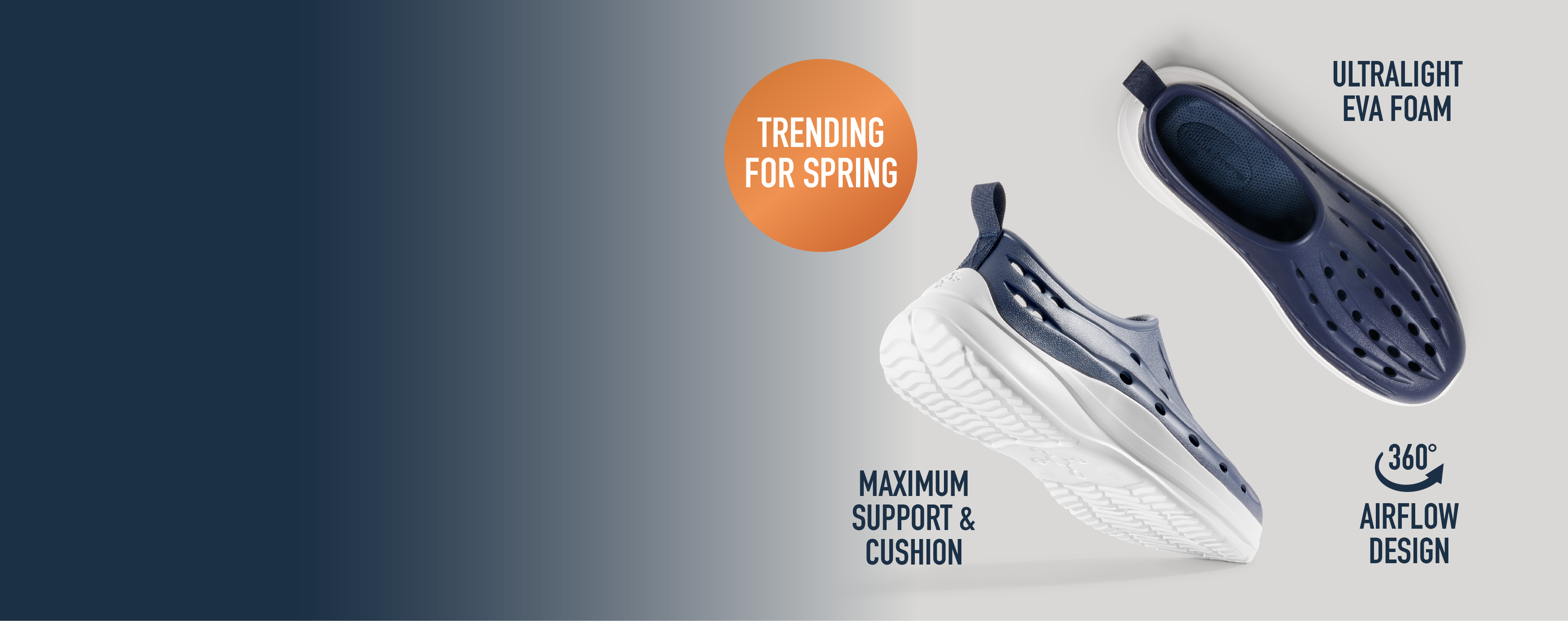 Shoe advertisement featuring lightweight design and maximum support for spring.