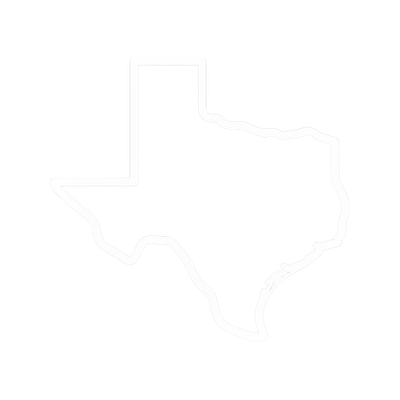 Outline of the state of Texas on a red background.