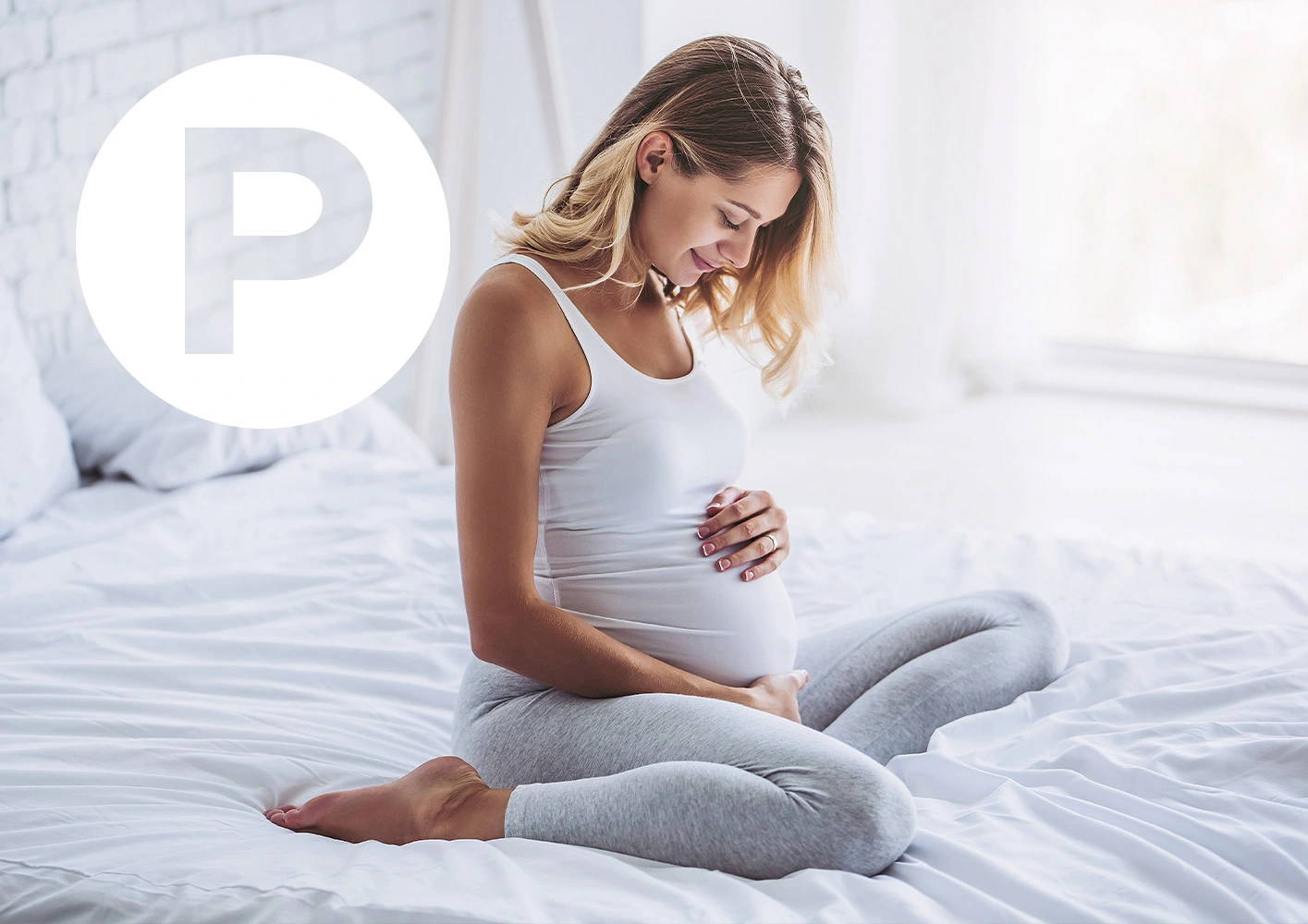 Letter P With Pregnant Woman Background