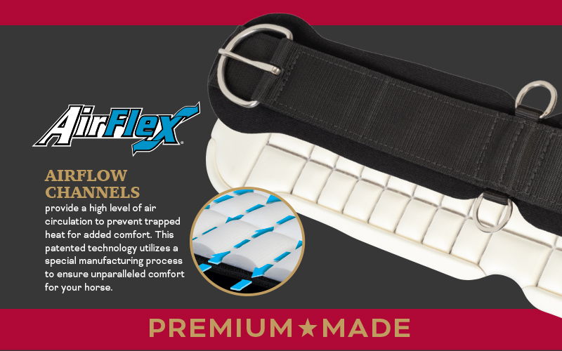 AirFlex product showcasing airflow channels for comfort and support. Premium made.