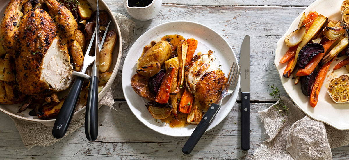 Lemon and Thyme Roast Chicken with Root Vegetables