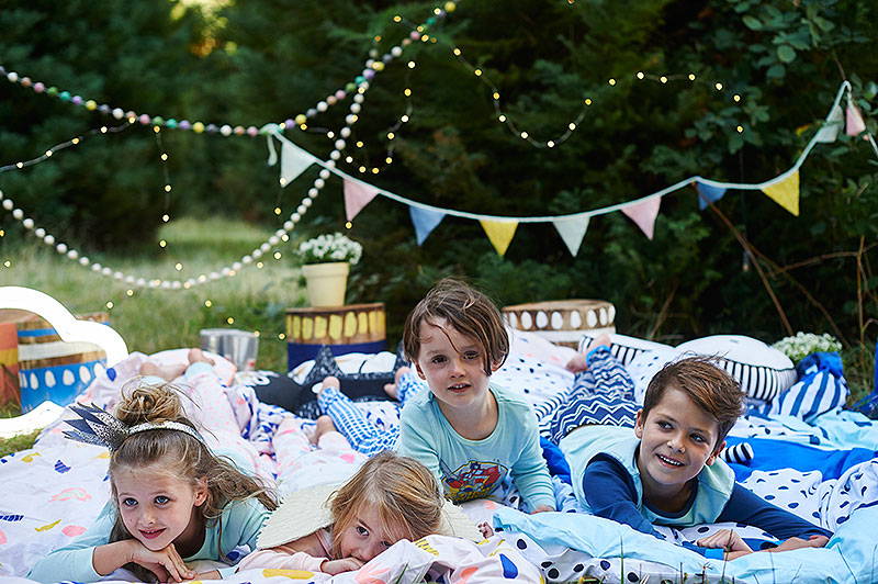 an outdoor easter themed slumber party