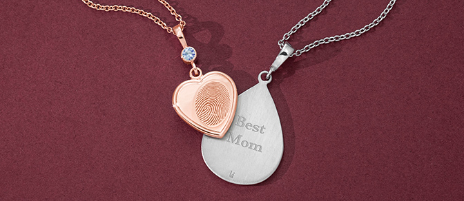 rose gold and sterling silver fingerprint necklaces