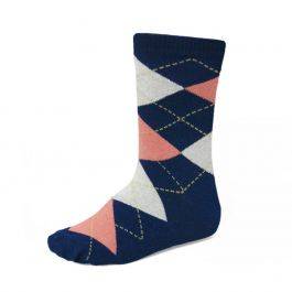 Navy and coral ring bearer argyle socks