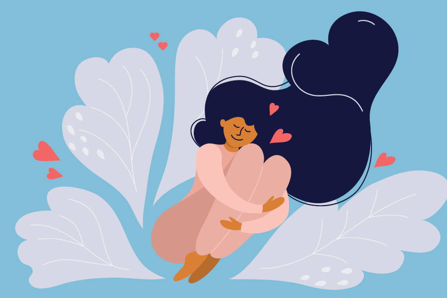 vector image of person embracing themselves