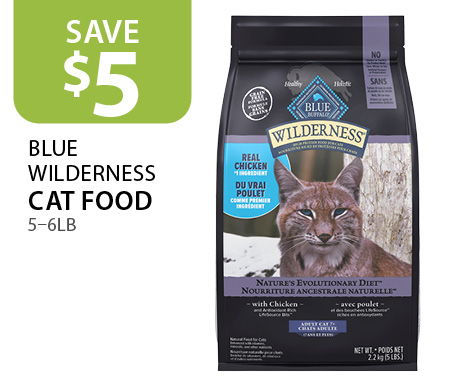 $5 off BLUE Wilderness Cat Food 5–6lb