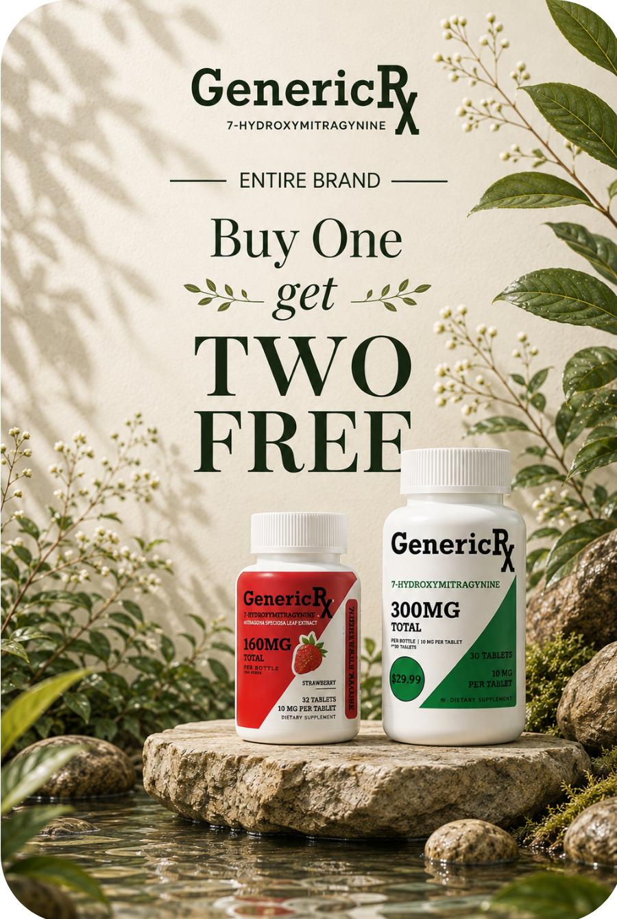 GenericRX promotional image: Buy one, get two free on supplements.