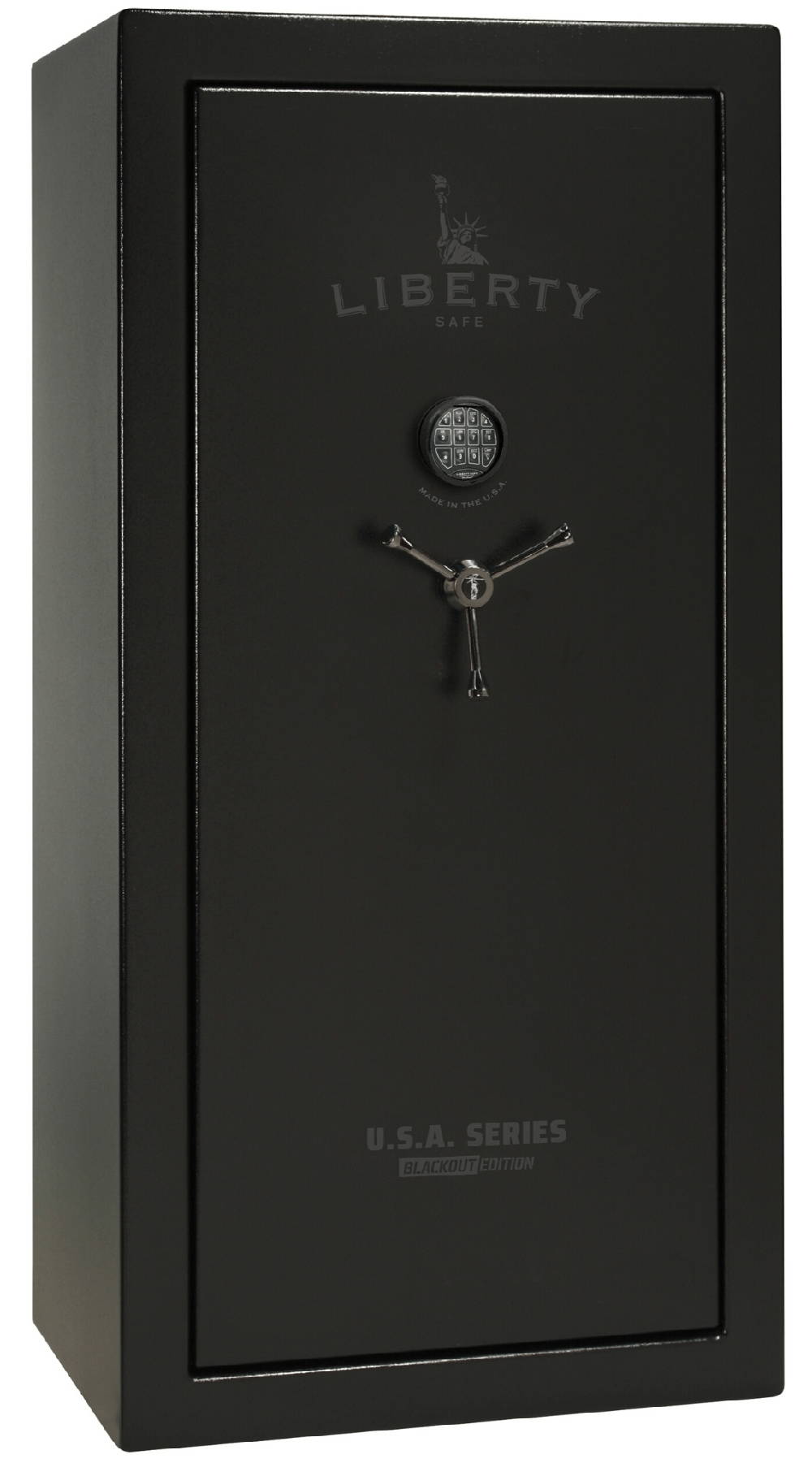 Black Liberty Safe USA Series Blackout Edition gun safe with electronic keypad